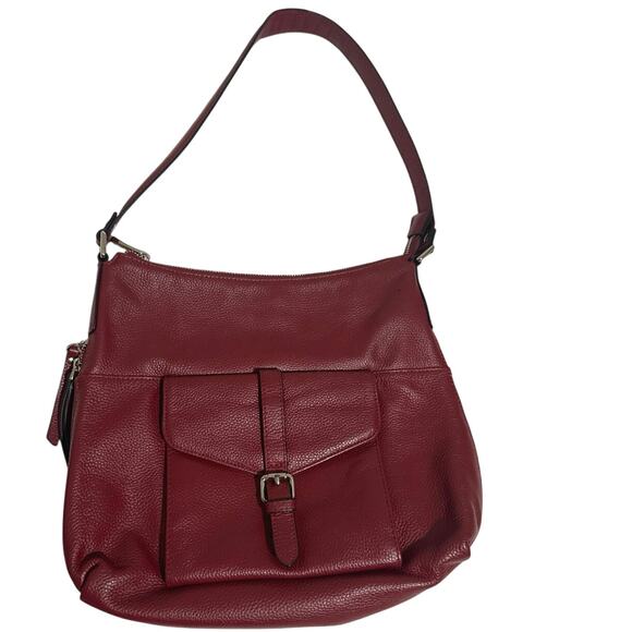 S-Zone Hobo expandable width hand bag, Burgandy  Cow Hide leather Zip closure - Picture 1 of 13